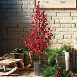 Online Berry Christmas Arrangement in Metal Pot Christmas Arrangements & Garland