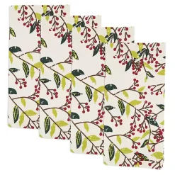 Kirklands Home Table Linens|Red Berry Delight Cotton Napkins, Set of 4