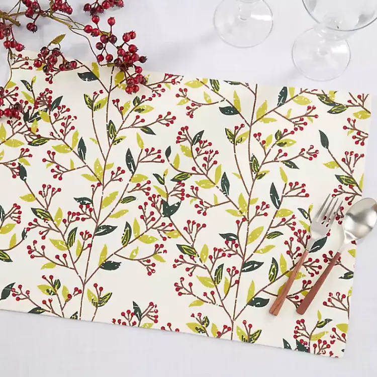 Kirklands Home Table Linens|Red Berry Delight Cotton Placemats, Set of 4