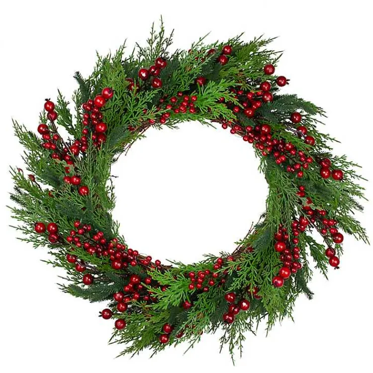 Online Red Berry Pine Spiral Wreath Christmas Wreaths