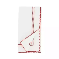 Kirklands Home Table Linens|Red Border Embroidered Napkins, Set of 4