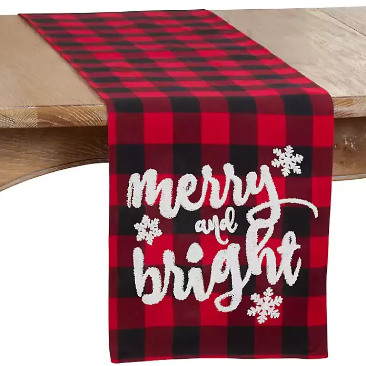 Best Red Buffalo Check Merry & Bright Table Runner Christmas Dining & Entertaining