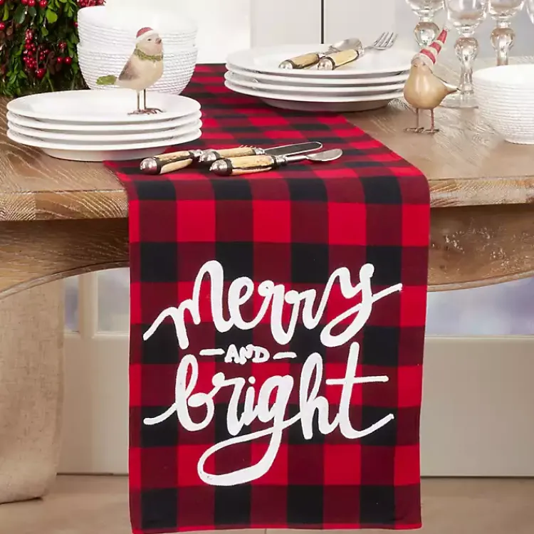 Best Red Buffalo Check Merry & Bright Table Runner Christmas Dining & Entertaining