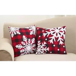 Clearance Red Buffalo Check Snowflake Christmas Pillow Pillows