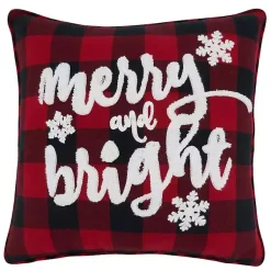 Online Red Buffalo Plaid Merry & Bright Christmas Pillow Pillows