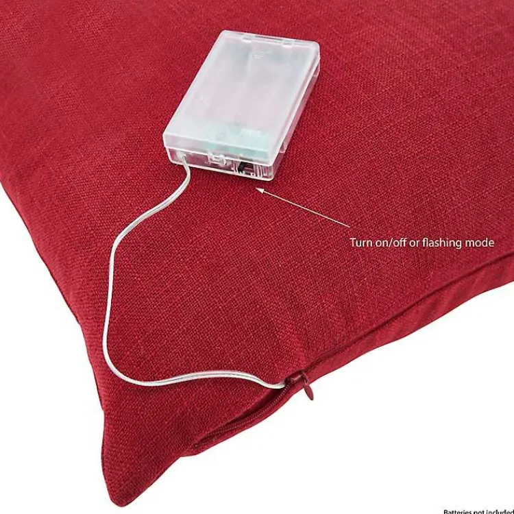 Sale Red Christmas Tree LED Square Pillow Pillows