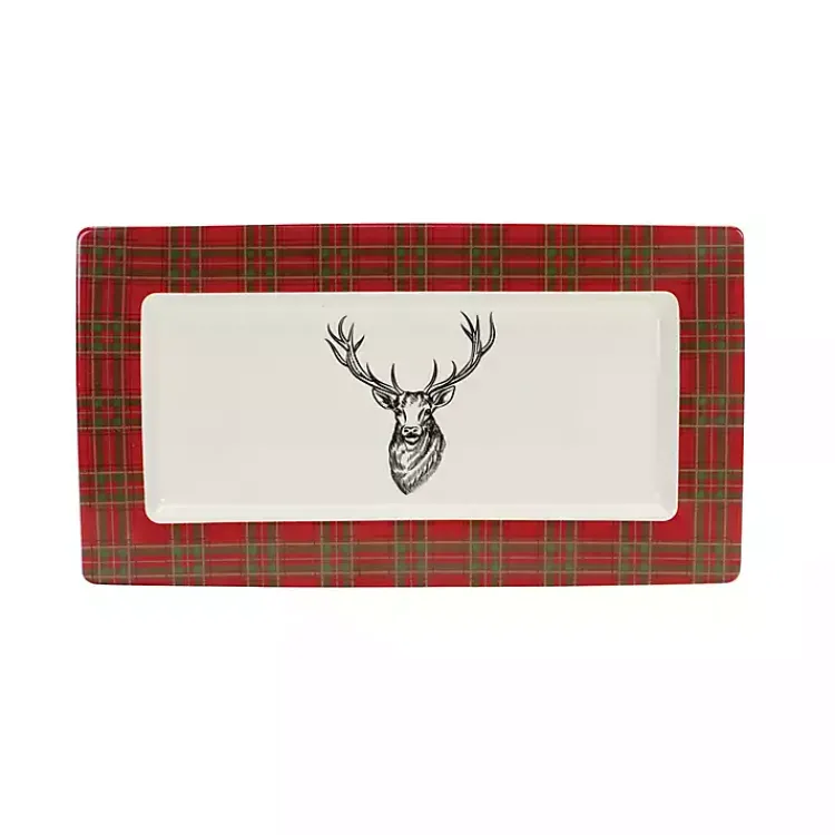 Kirklands Home Serving & Entertaining|Deer Trim 2-pc. Christmas Platter Set Red