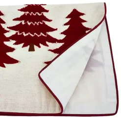 Kirklands Home Table Linens|Red Embroidered Christmas Trees Table Runner