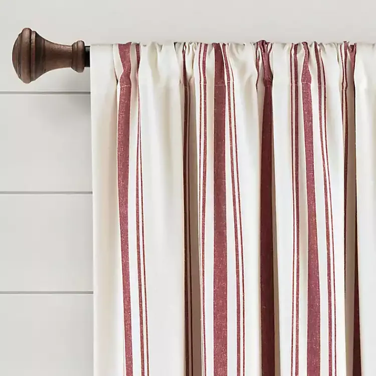 Kirklands Home Curtains & Drapes|Red Farmhouse Stripe Curtain Panels, Set of 2