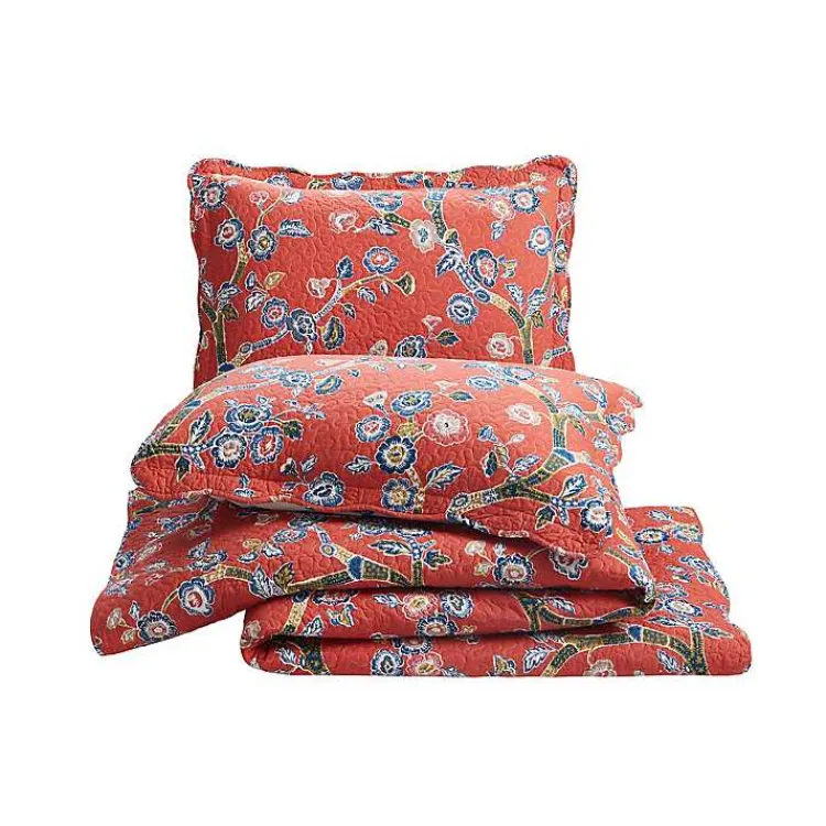 Kirklands Home Quilts|Floral Dreams 3-pc. Full/Queen Quilt Set Red