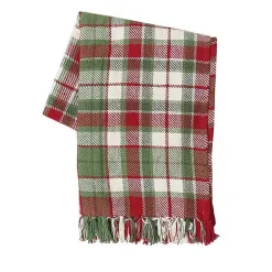 Clearance Red Green White Plaid Christmas Throw Blanket Blankets & Throws
