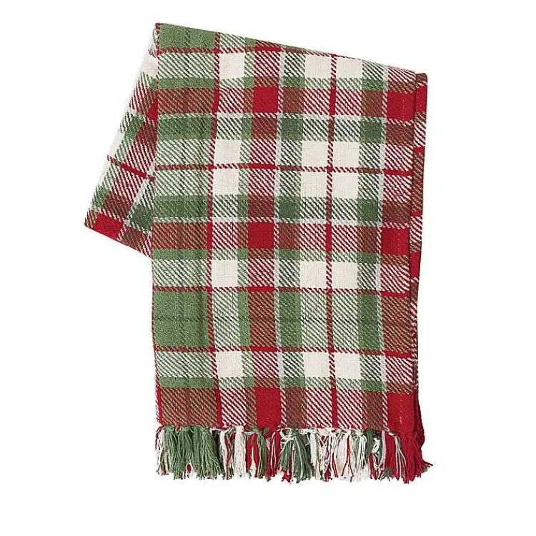 Clearance Red Green White Plaid Christmas Throw Blanket Blankets & Throws