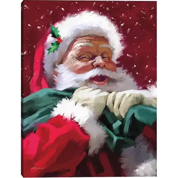 Outlet Red Jolly Santa Canvas Art Print Christmas Art & Wall Decor