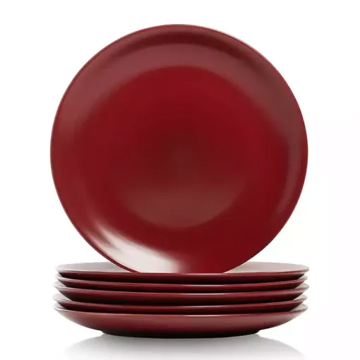 Kirklands Home Dinnerware|Matte Ceramic Dinner Plates, Set of 6 Red