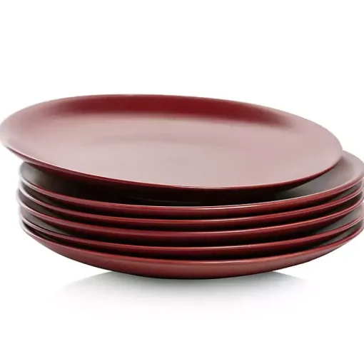 Kirklands Home Dinnerware|Matte Ceramic Dinner Plates, Set of 6 Red