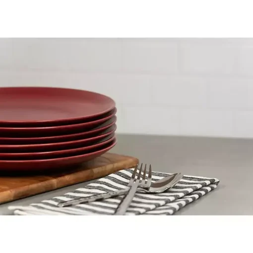 Kirklands Home Dinnerware|Matte Ceramic Dinner Plates, Set of 6 Red