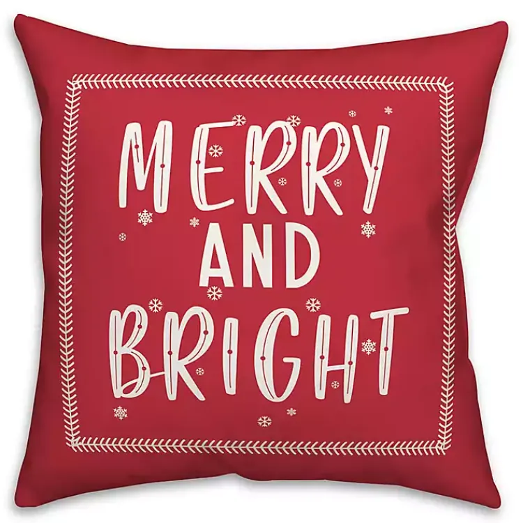 Sale Red Merry and Bright Throw Pillow Christmas Pillows