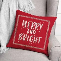 Sale Red Merry and Bright Throw Pillow Christmas Pillows