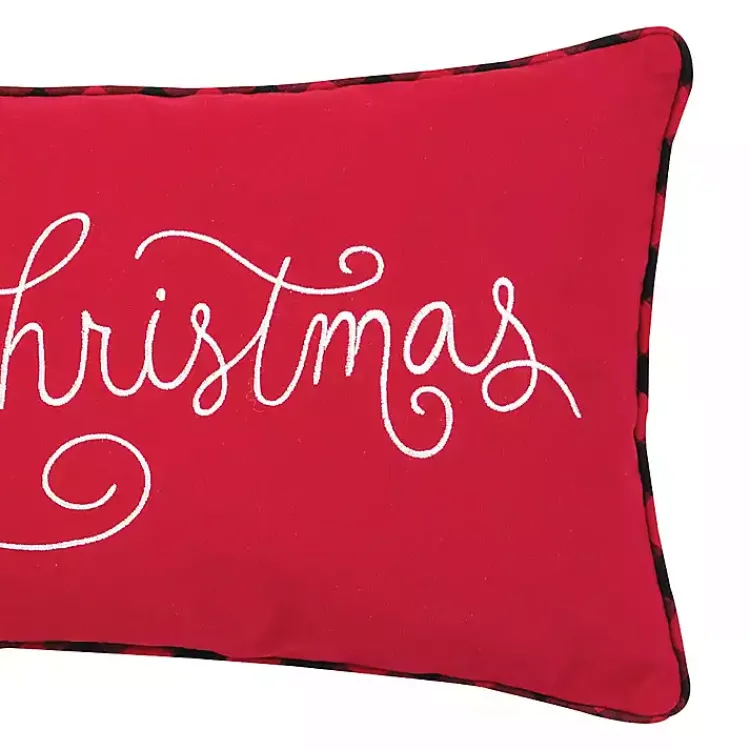 Best Red Merry Christmas Cursive Lumbar Pillow Christmas Pillows
