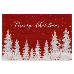 Best Red Merry Christmas Forest Canvas Art Print, 24x36 Christmas Art & Wall Decor