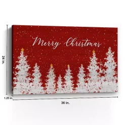 Best Red Merry Christmas Forest Canvas Art Print, 24x36 Christmas Art & Wall Decor