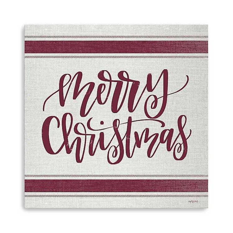 Red Merry Christmas Giclee Canvas Wall Plaque Christmas Art & Wall Decor