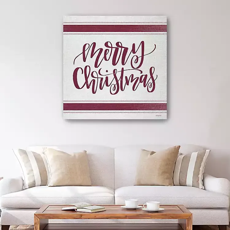 Red Merry Christmas Giclee Canvas Wall Plaque Christmas Art & Wall Decor