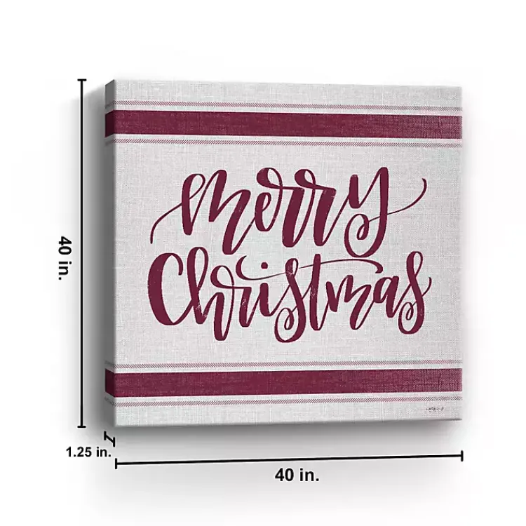 Red Merry Christmas Giclee Canvas Wall Plaque Christmas Art & Wall Decor