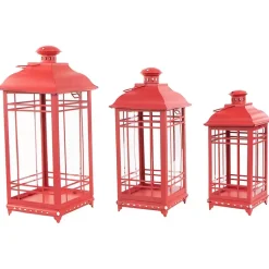 Metal and Glass Decorative Lanterns, Set of 3 Lanterns