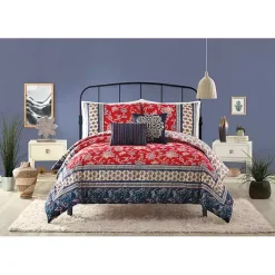Kirklands Home Comforters|Red Navy Marbella King 5-pc. Comforter Set