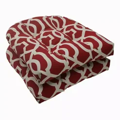 Kirklands Home Outdoor Cushions & Pillows|Red New Geometric Wicker Chair Cushions, Set of 2