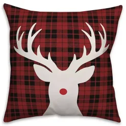 Sale Red Nose Rudolph Plaid Christmas Pillow Christmas Pillows