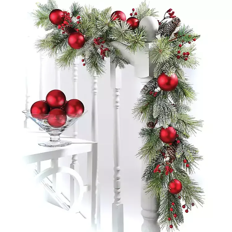 Online Red Ornament Frost Pine Waterproof Garland Christmas Arrangements & Garland