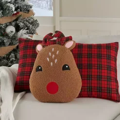 Red Plaid and Reindeer Pillows, Set of 3 Christmas Pillows
