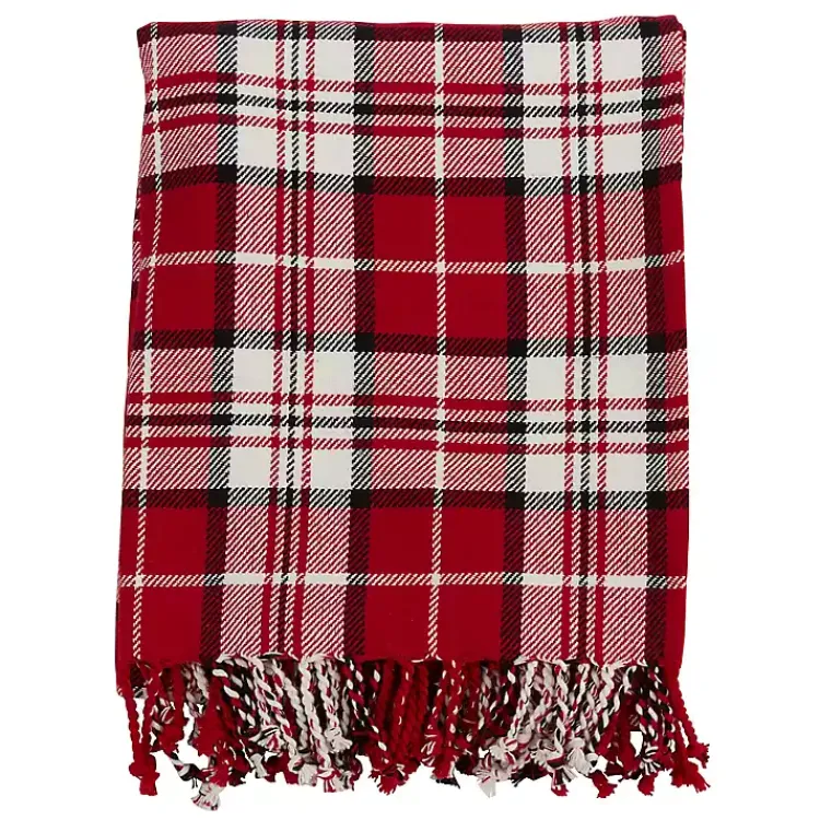 Best Plaid Cotton Throw with Tassels Blankets & Throws