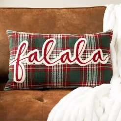 Discount Red Plaid Fa La La Christmas Pillow Christmas Pillows