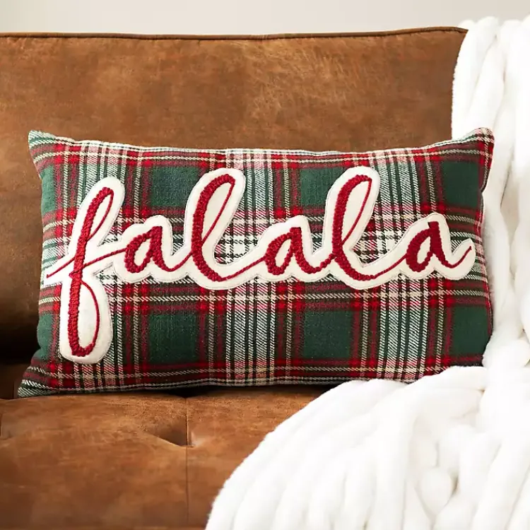 Discount Red Plaid Fa La La Christmas Pillow Christmas Pillows