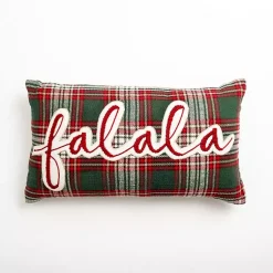 Discount Red Plaid Fa La La Christmas Pillow Christmas Pillows