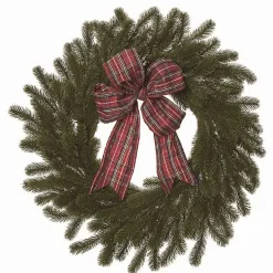Best Red Plaid Ribbon Evergreen Christmas Wreath Wreaths