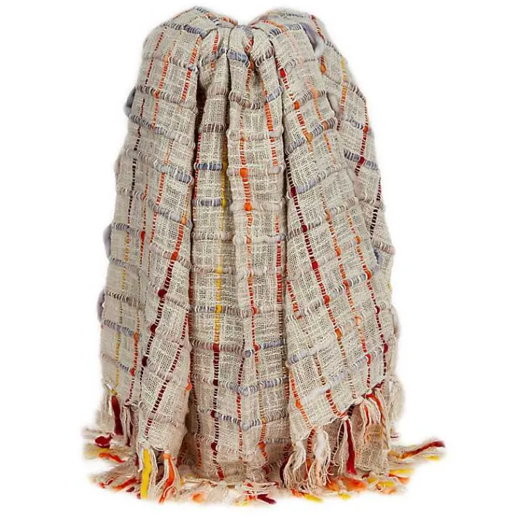 New Red Primitive Squares Handloomed Throw Blanket Blankets & Throws