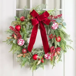 Best Red Ribbon Toile Christmas Wreath Wreaths