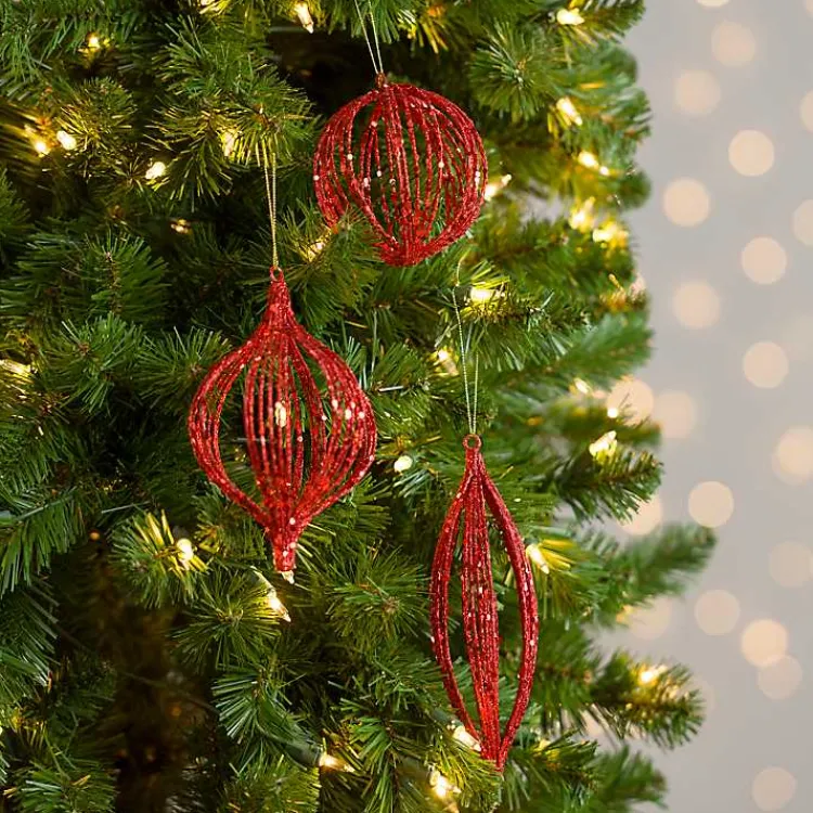 Clearance Sequin Caged Christmas Ornaments, Set of 3 Christmas Ornaments