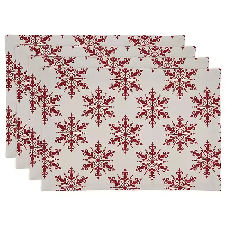 Online Red Snowflake Christmas Placemats, Set of 4 Christmas Dining & Entertaining