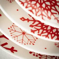 Sale Red Snowflake Plates, Set of 4 Christmas Dining & Entertaining