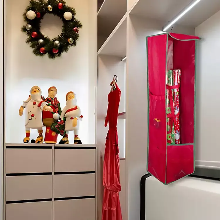 Clearance Red Storage Bag Christmas Hanging Organizer Seasonal Storage