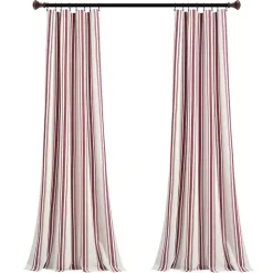 Kirklands Home Curtains & Drapes|Stripe Farmhouse Curtain Panel Set, 95 in. Red