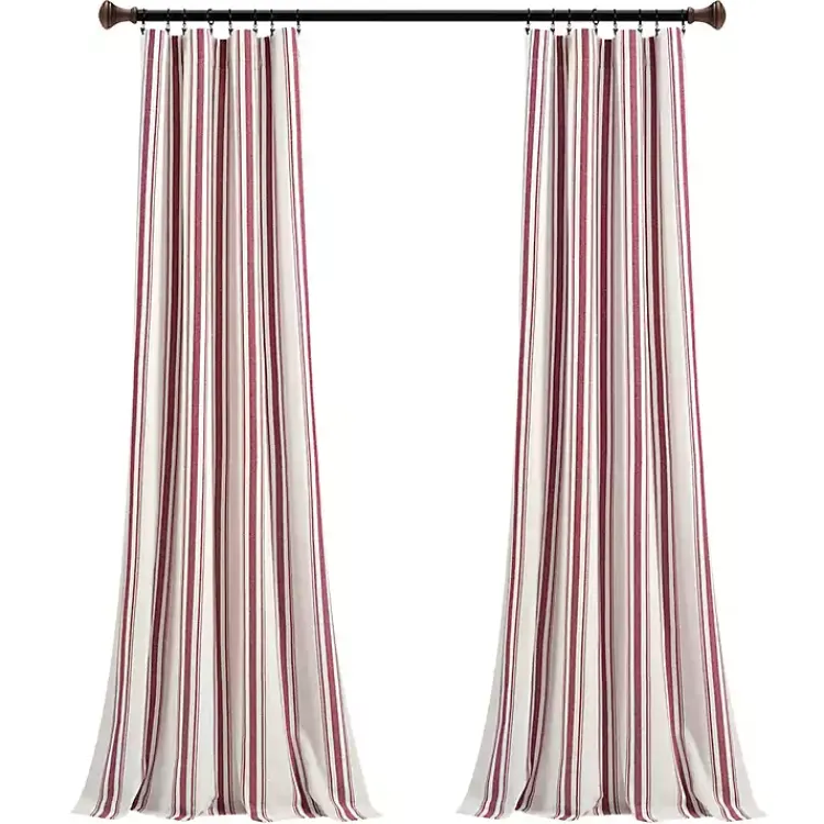 Kirklands Home Curtains & Drapes|Stripe Farmhouse Curtain Panel Set, 95 in. Red