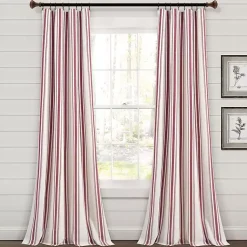Kirklands Home Curtains & Drapes|Stripe Farmhouse Curtain Panel Set, 95 in. Red