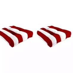 Kirklands Home Outdoor Cushions & Pillows|Red Stripe French 2-pc. Outdoor Wicker Cushion Set