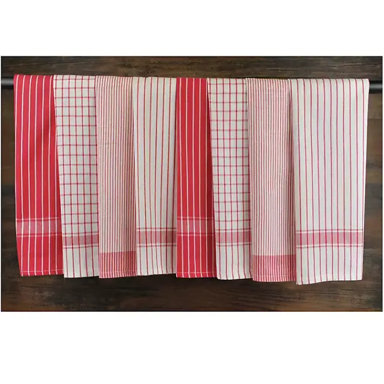 Online Red Stripe Kitchen Towels, Set of 8 Christmas Dining & Entertaining